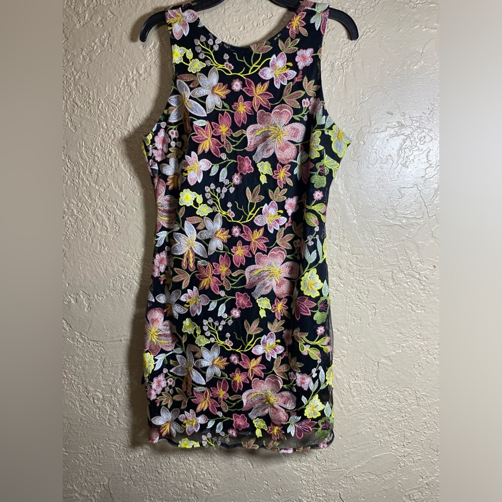 Sam Edelman Black Floral Embroidered Mini Dress